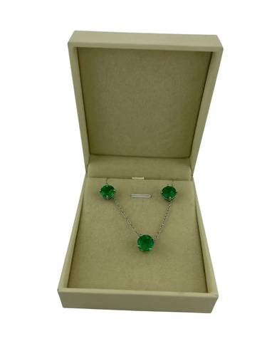 Conjunto Ponto de Luz Esmeralda Lab Grown  8MM