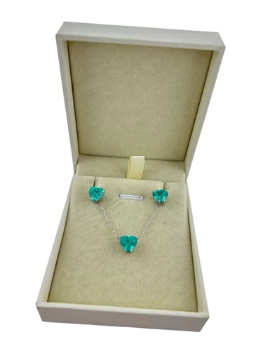 Conjunto Coração Turmalina Paraíba em Lab Crown 8 MM