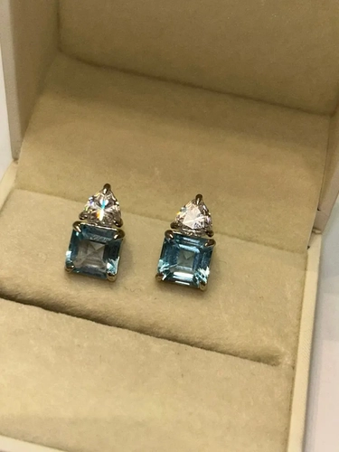 Binco Pedra Natural Topázio  Sky Com Moissanite