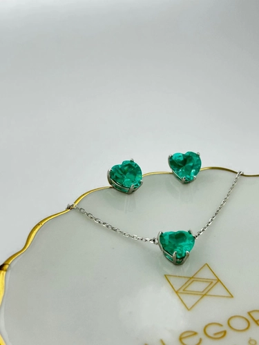 Conjunto Coração Turmalina Paraíba em Lab Grown