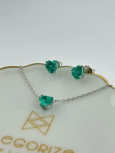 Conjunto Coração Turmalina Paraíba em Lab Grown