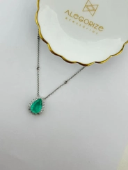 Colar Gota 10 MM Cravejada em Volta com Pontos de Luz na Corrente