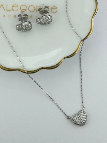 Conjunto Coração Cravejado