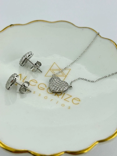 Conjunto Coração Cravejado