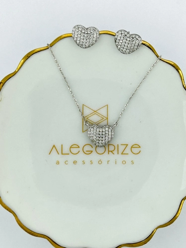 Conjunto Coração Cravejado