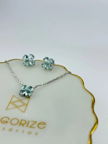 Conjunto Trevo Corações em Pedra Natural