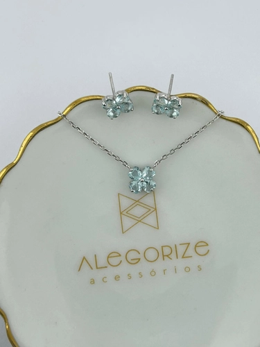 Conjunto Trevo Corações em Pedra Natural