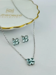 Conjunto Trevo Corações em Pedra Natural