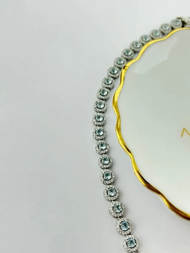 Colar Riviera Pedra Redonda 3 MM Cravejada em Volta