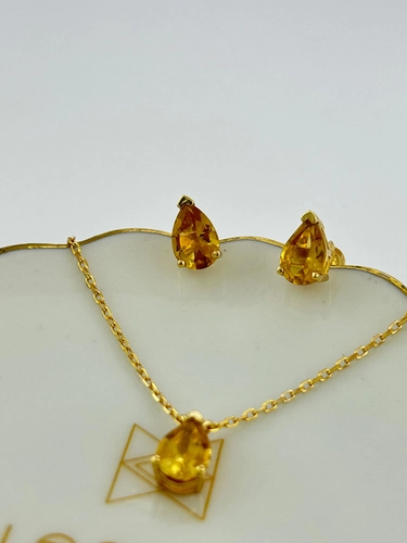 Conunto Gota Pedra Natural 6 MM