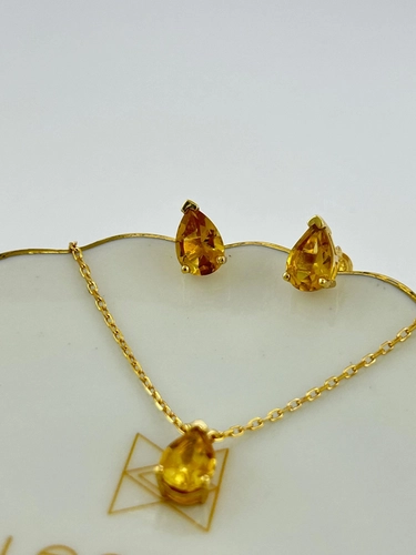 Conunto Gota Pedra Natural 6 MM
