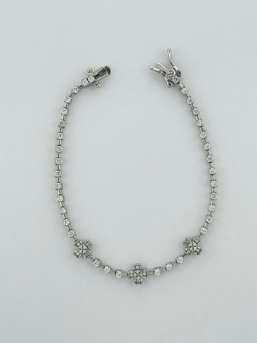 Pulseira Riviera Fio Faca com Trevos em Navetes