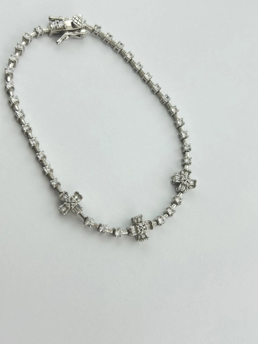 Pulseira Riviera Fio Faca com Trevos em Navetes