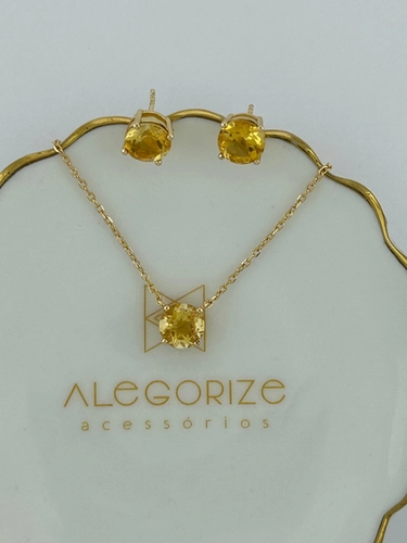 Conjunto Ponto de Luz Pedra Natural 8 MM
