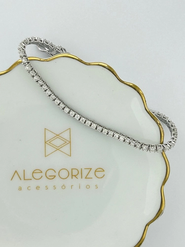 Pulseira Riviera em Moissanite  2MM 4 Garras