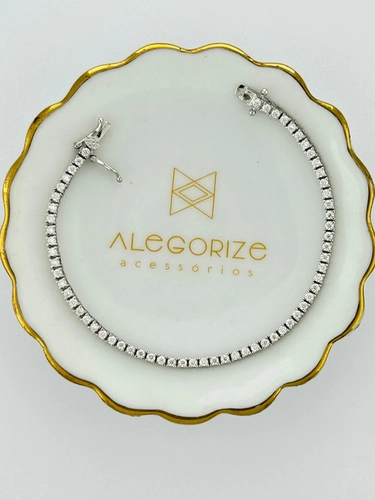 Pulseira Riviera em Moissanite  2MM 4 Garras