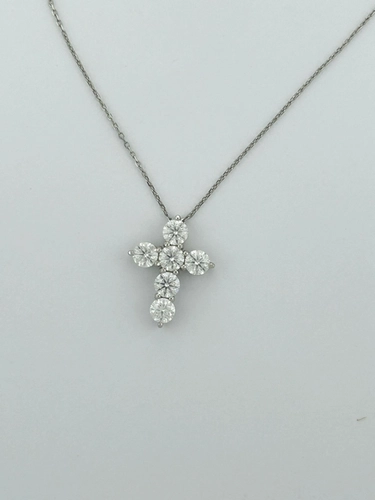 Colar Cruz Moissanite Redondos 5 MM
