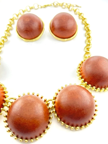 Choker Esferas em Madeira