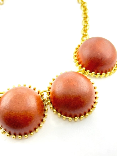Choker Esferas em Madeira
