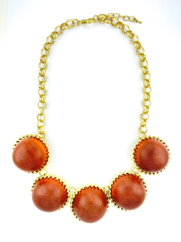 Choker Esferas em Madeira
