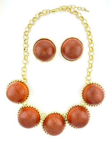 Choker Esferas em Madeira
