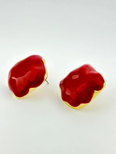 Brinco Pastilha Esmaltada Vermelha