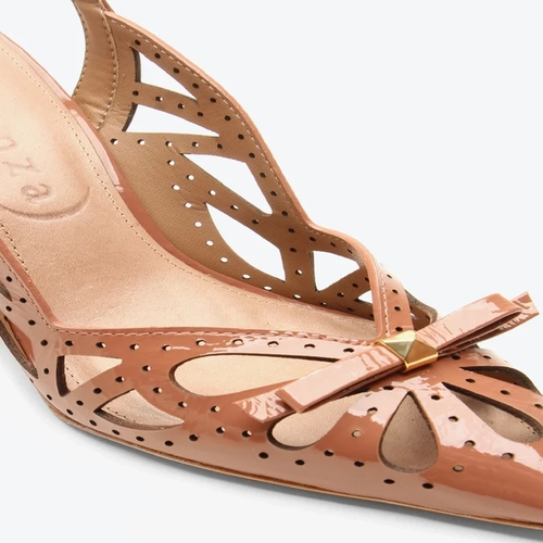 Slingback Anabela Vitória Caramelo Verniz