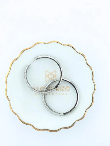 Argola Articulada Cravejada Grande