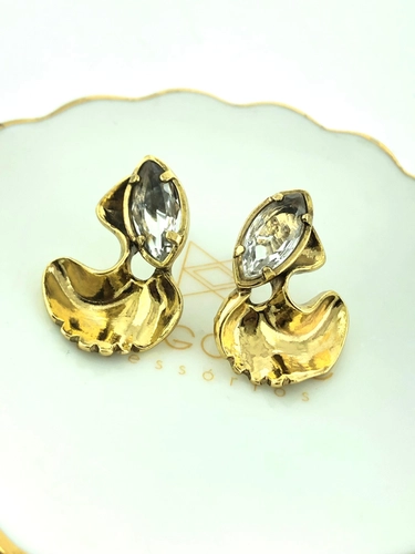 Brinco Line Organic Claudia Arbex Ouro Vintage