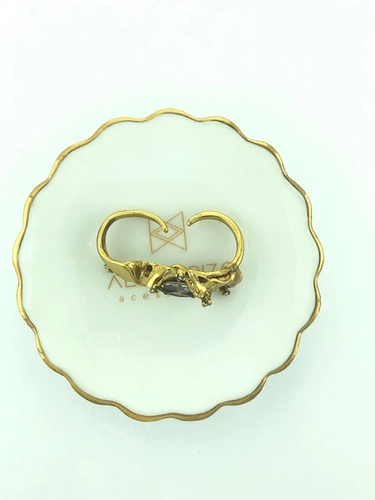Anel Duplo Line Organic Claudia Arbex Ouro Vintage