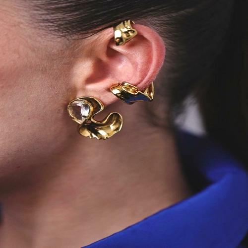 Earcuff Line Organic Claudia Arbex Ouro Vintage