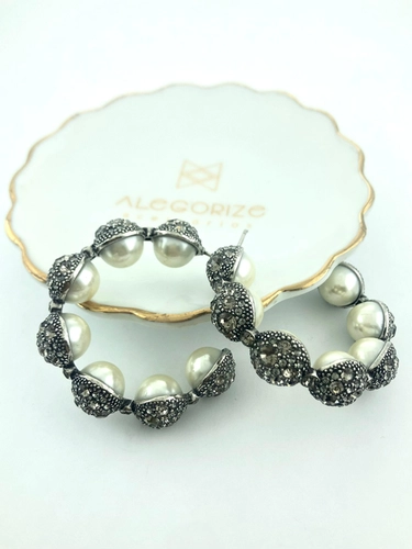 Brinco Argola Pérolas Alma Prata Boho