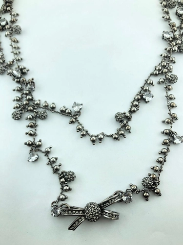 Colar Longo Pingentes Romance Prata Boho