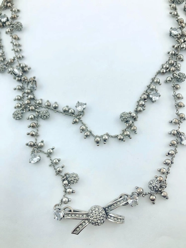 Colar Longo Pingentes Romance Prata Boho