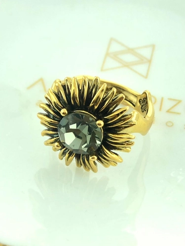 Anel Girassol P Botão Strass