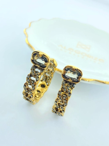 Brinco Rock Lovers Claudia Arbex Ouro Vintage