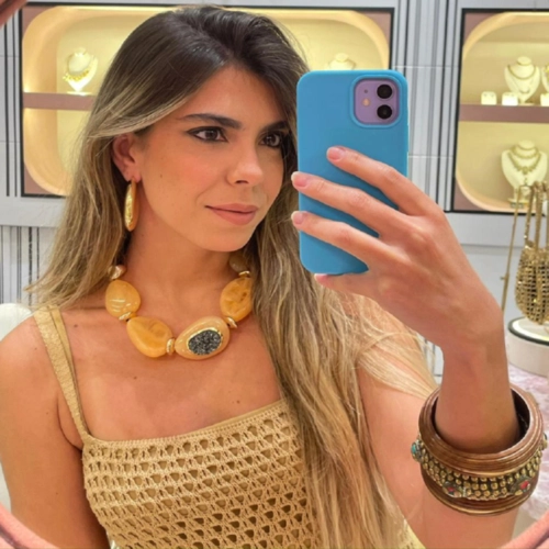 Colar Resina e Pedra Taty