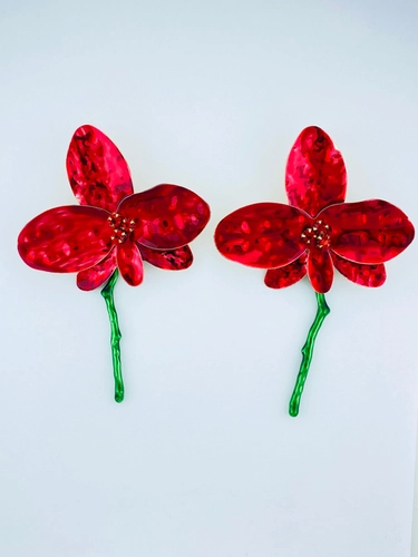 Brinco Maxi Flor Vermelha