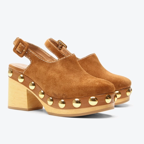 Slingback Clog Violet Caramelo Camurça