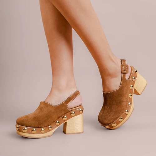 Slingback Clog Violet Caramelo Camurça
