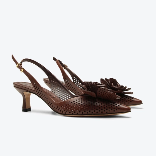 Slingback Bella Marrom Flor