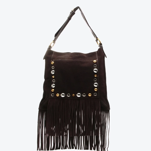 Bolsa Tiracolo Carolina Média Marrom Franjas